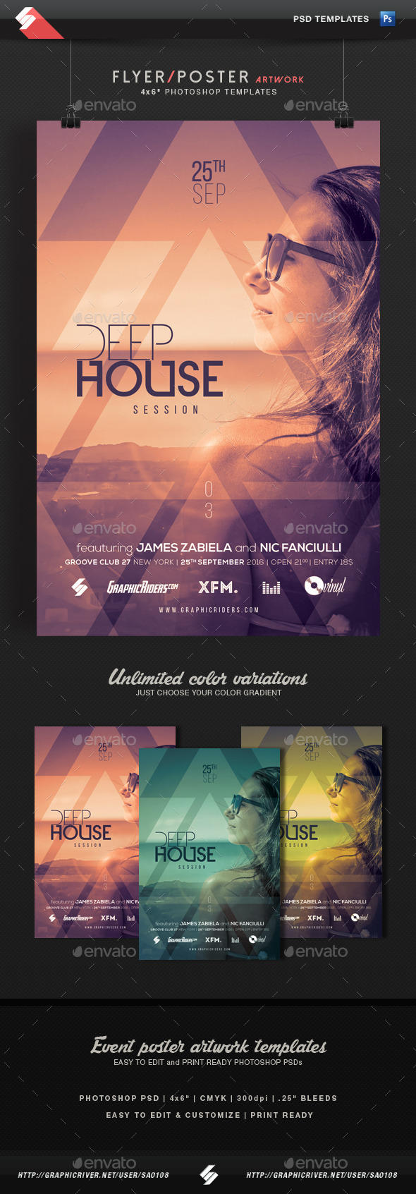 Deep House Session 3 - Event Flyer Template - Clubs & Parties Events