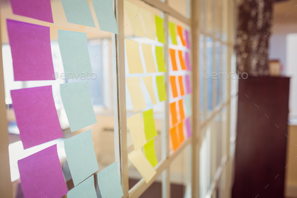 Wall with post-it on at the office - Stock Photo - Images
