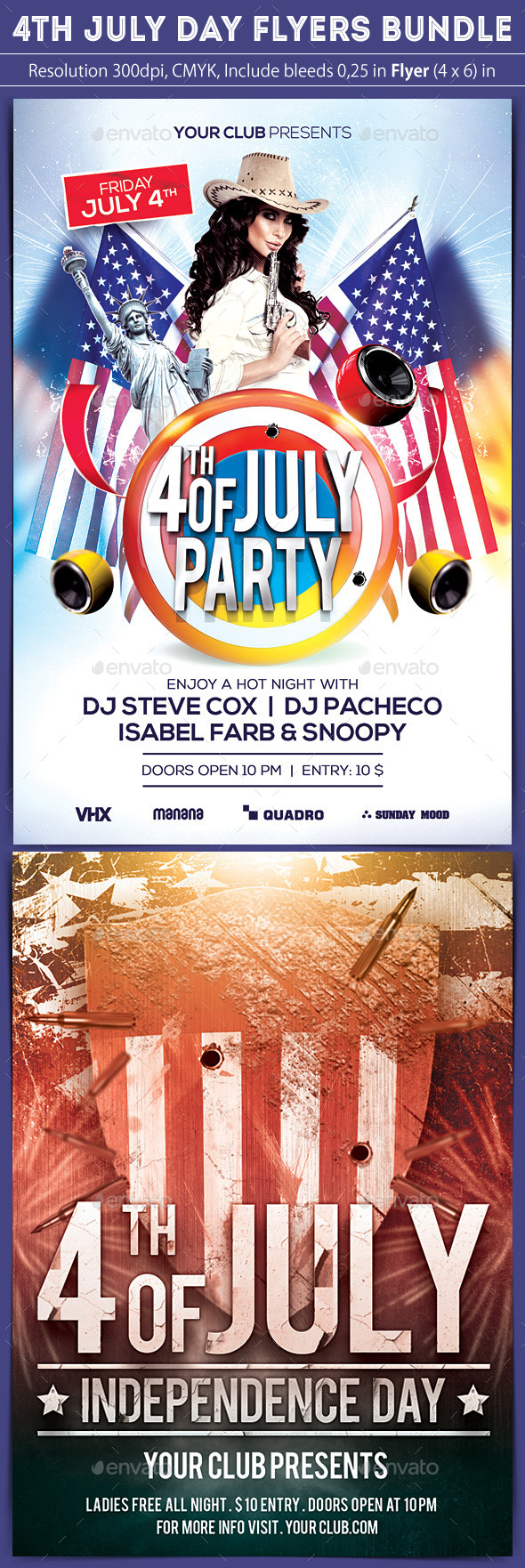 4th July Flyers Bundle 2 in 1 - Events Flyers