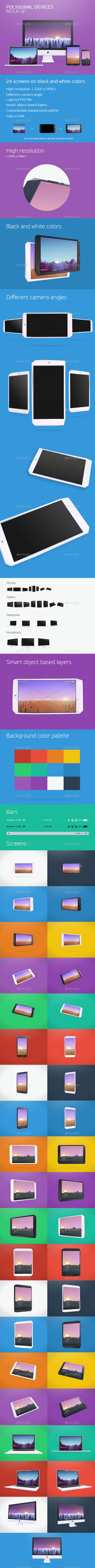 Polygonal Devices Mock-up - Displays Product Mock-Ups