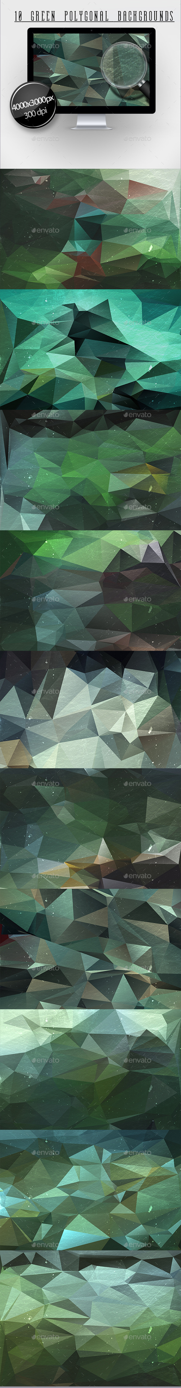 10 Green Polygonal Backgrounds - Backgrounds Graphics