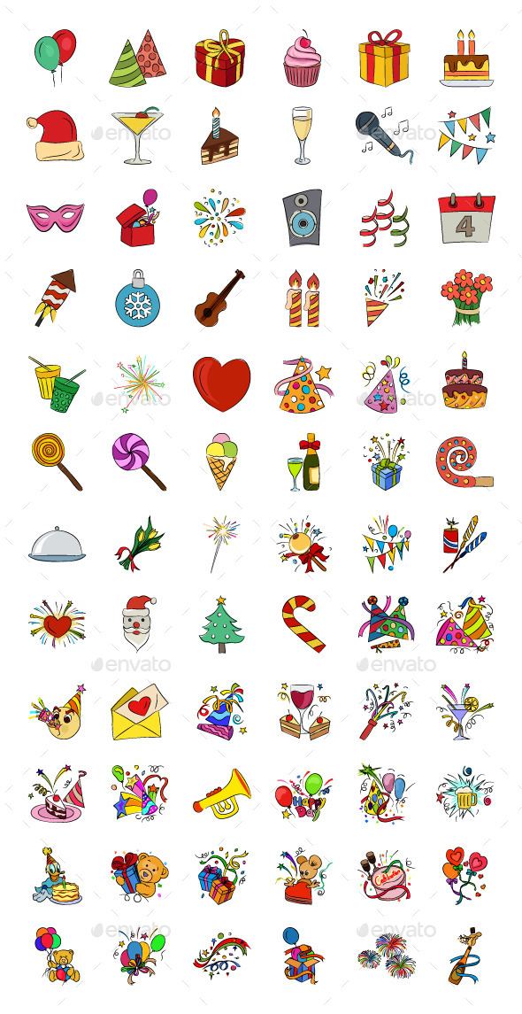 Celebration Hand Drawn Vector Icons - Icons
