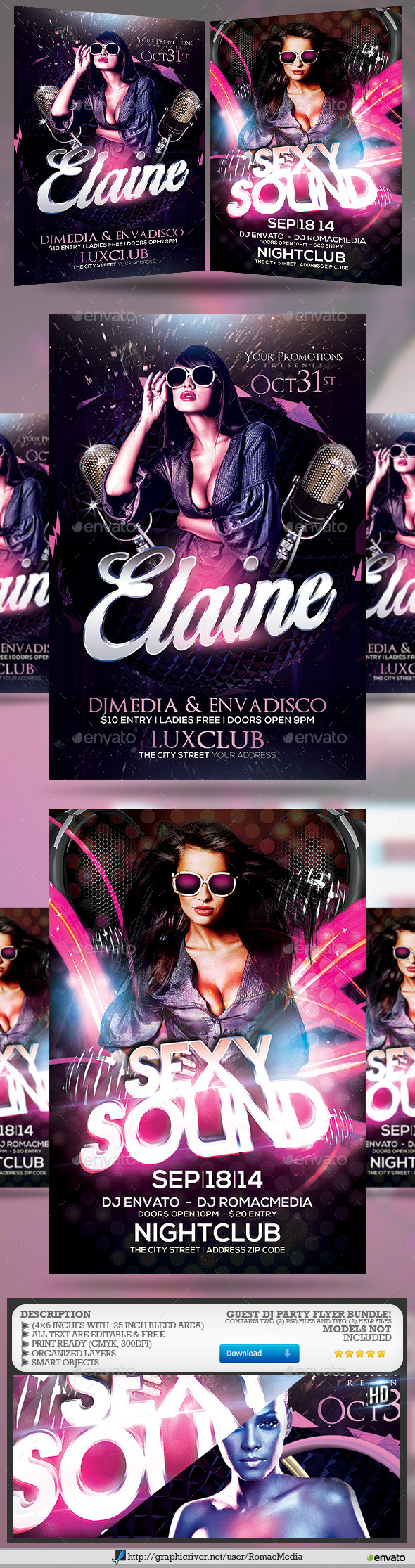 Guest DJ Party Flyer Bundle 3 - Clubs & Parties Events
