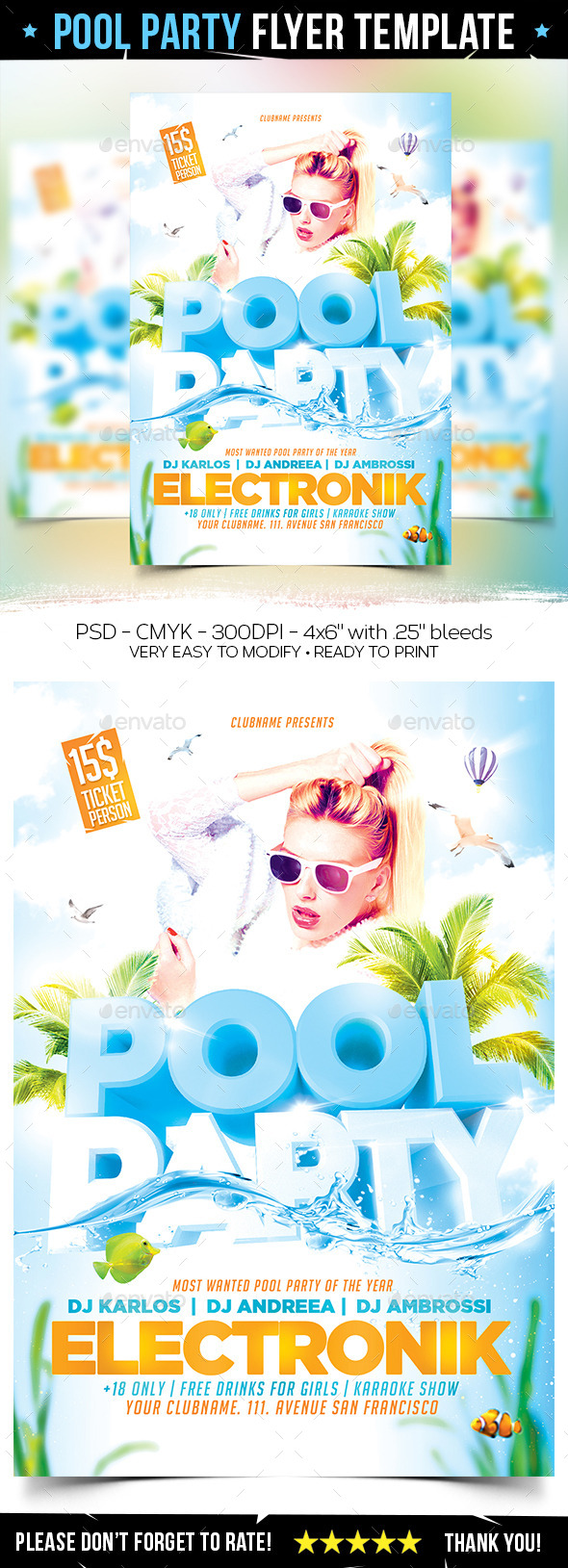 Pool Party Flyer Template - Clubs & Parties Events