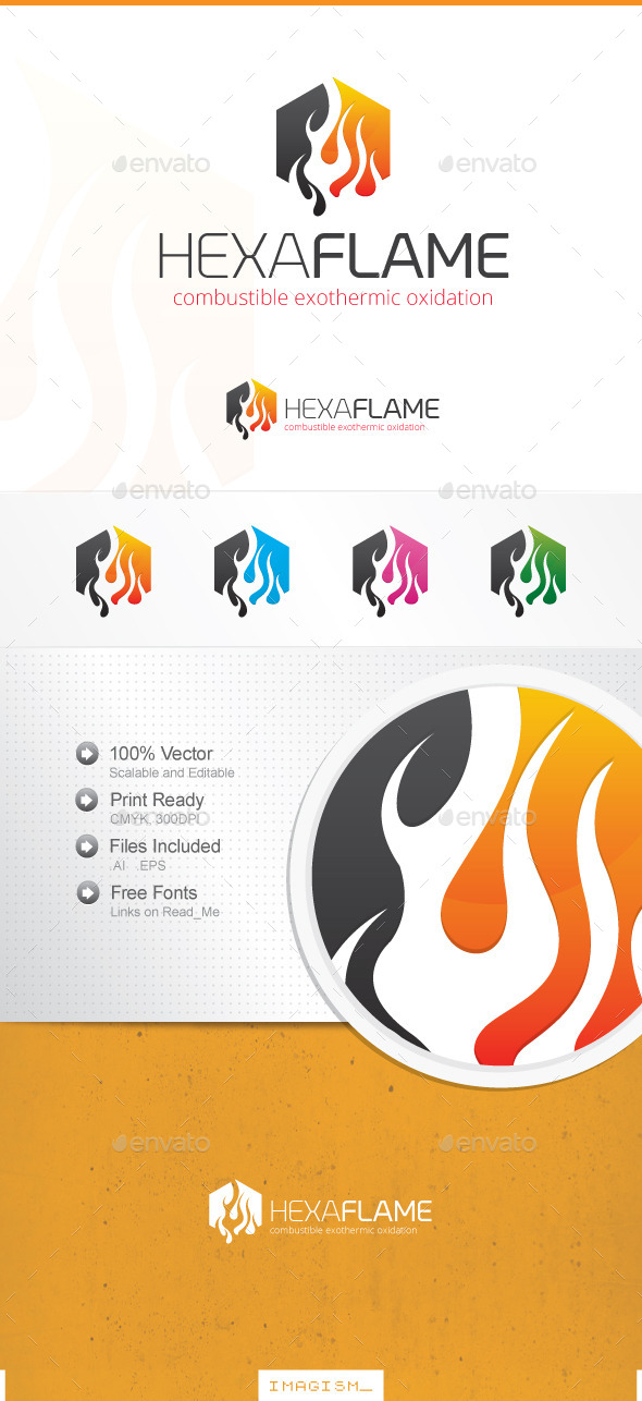 Hexa Flame Logo - Symbols Logo Templates
