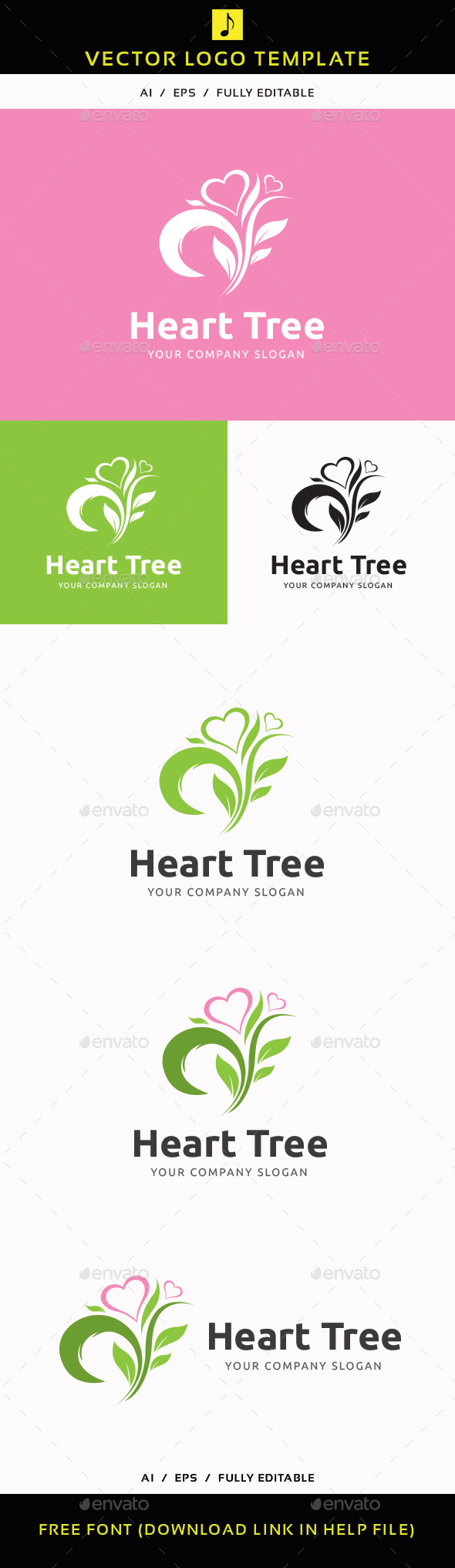Heart Tree - Nature Logo Templates