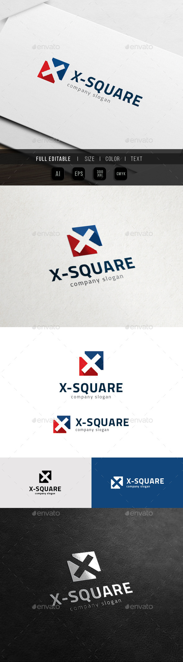 X Logo - Square Cross Sport - Letters Logo Templates