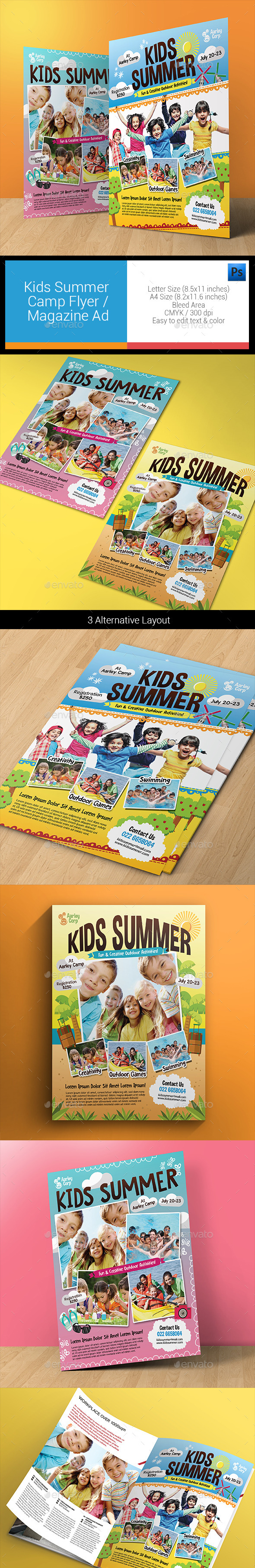 Kids Summer Camp Flyers / Magazine Ad - Holidays Events