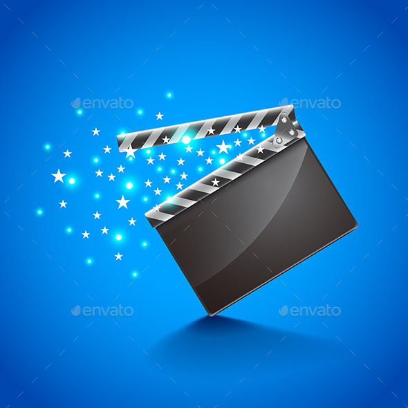 Movie Clapper Board on Blue Background Vector - Man-made Objects Objects