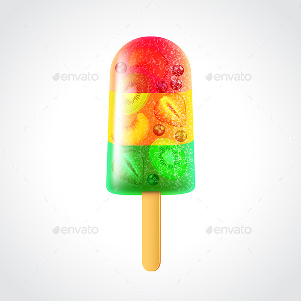 Fruity Ice Cream Isolated Vector Illustration - Food Objects