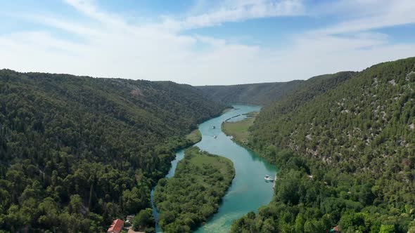 Drone Aerial Video Footage Flying Over Krka National Park Waterfalls, Croatia alt