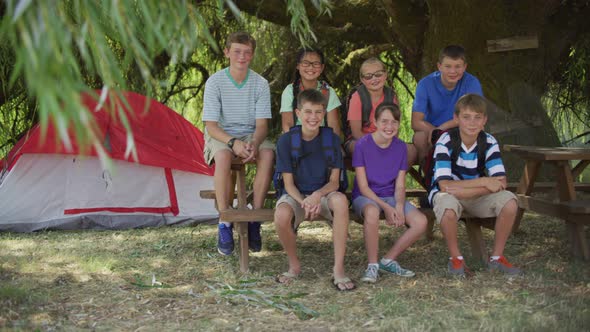 Kids at summer camp take group photo