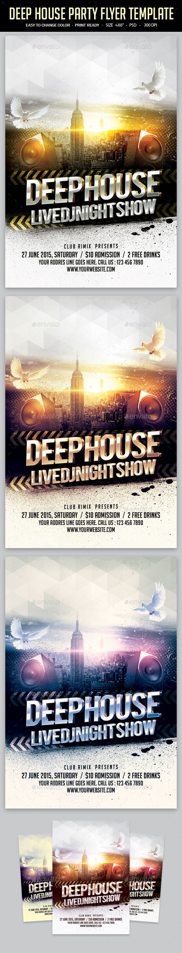Deep House Party Flyer Template - Clubs & Parties Events
