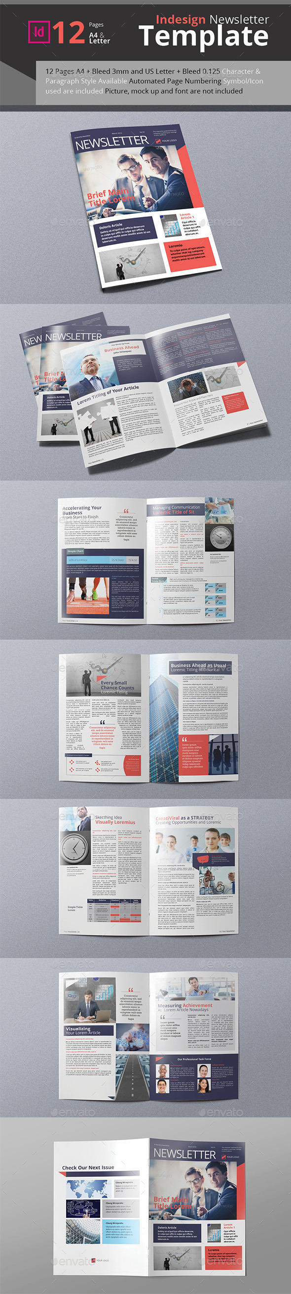 Business Newsletter A4 & Letter Size - Newsletters Print Templates