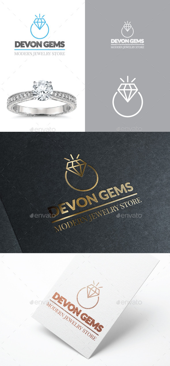 Diamond Jewelry Ring Vector Logo - Objects Logo Templates