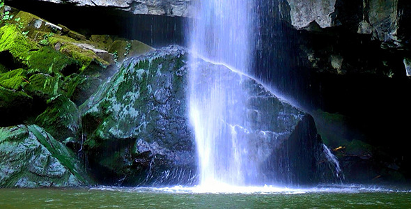 Rock under Waterfall