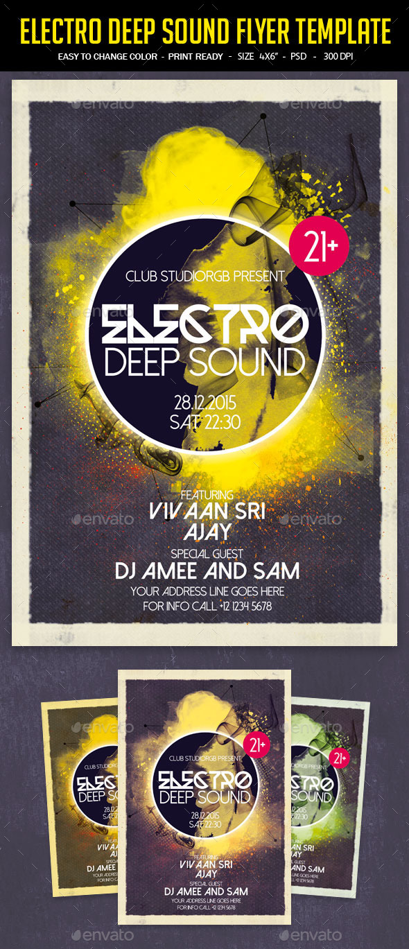 Electro Deep Sound Flyer Template - Clubs & Parties Events