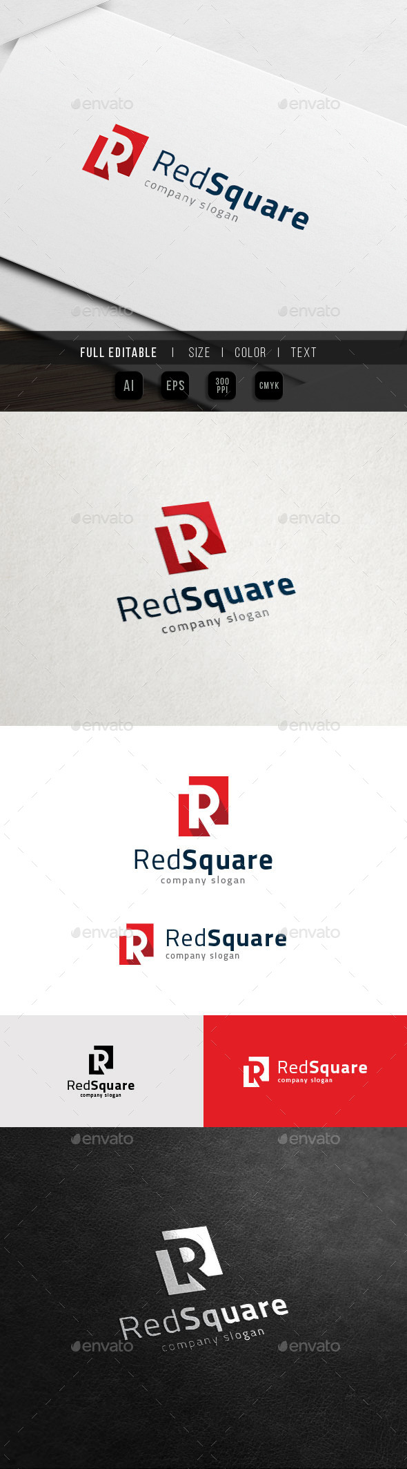 R Logo - Red Square - Real Estate - Letters Logo Templates