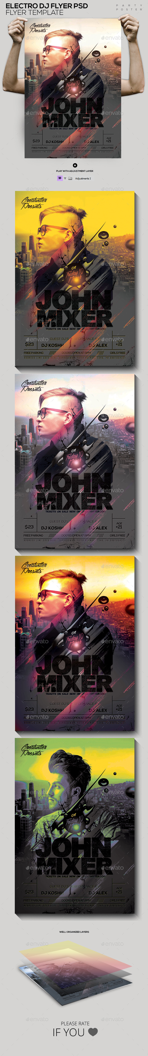 Electro Guest DJ Flyer PSD - Clubs & Parties Events