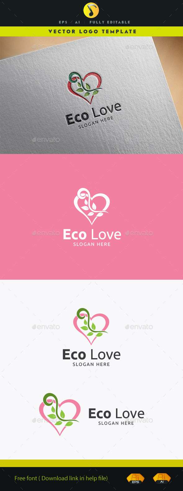 Eco Love Logo - Nature Logo Templates