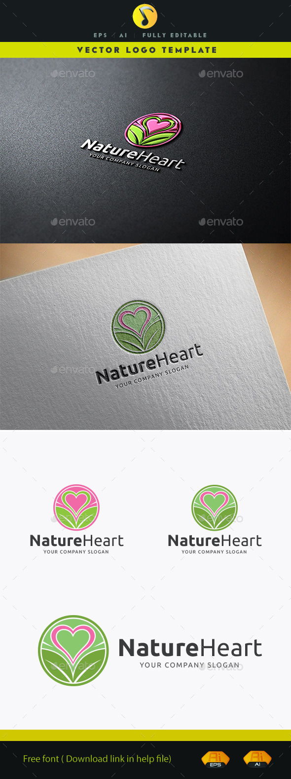 Nature Heart - Nature Logo Templates