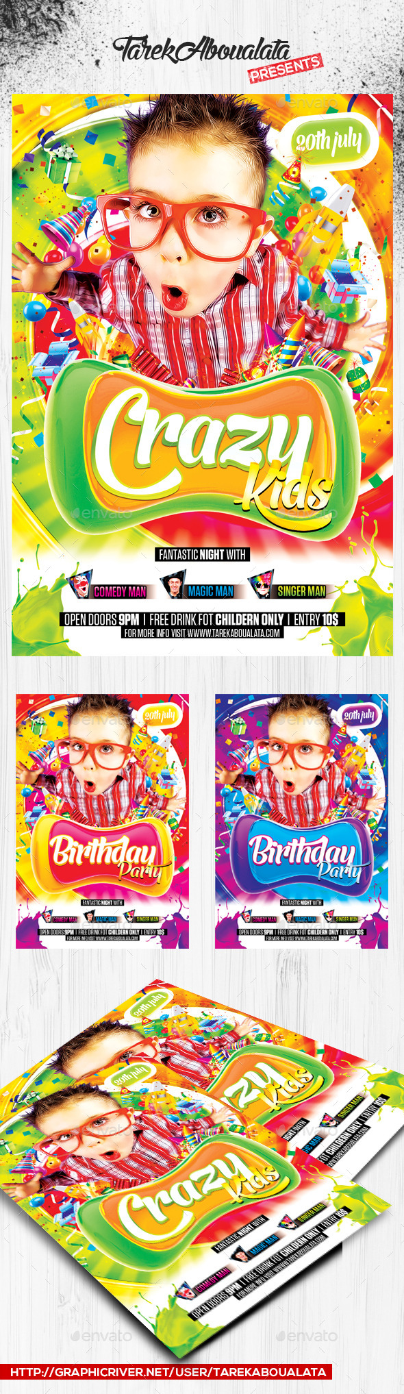 Crazy Kids Party Flyer Template - Events Flyers