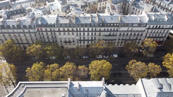 A Street in Paris From a Drone Flight