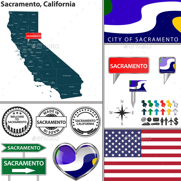 Sacramento, California - Travel Conceptual