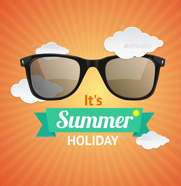 Sunglasses Summer Card Background - Travel Conceptual
