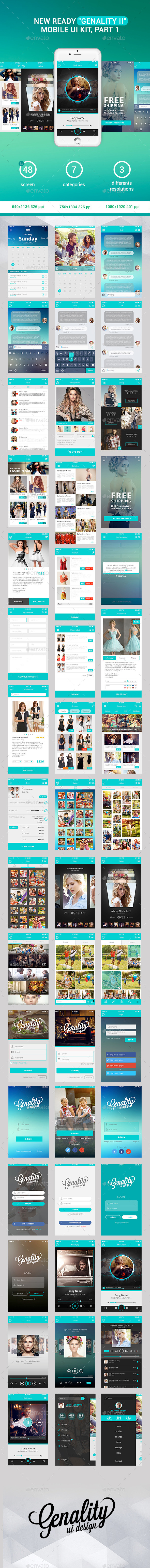 New Ready "Genality II" Mobile UI Kit Part 1 - User Interfaces Web Elements