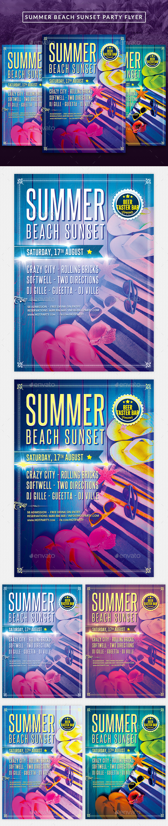 Summer Beach Sunset Party Flyer - Clubs & Parties Events