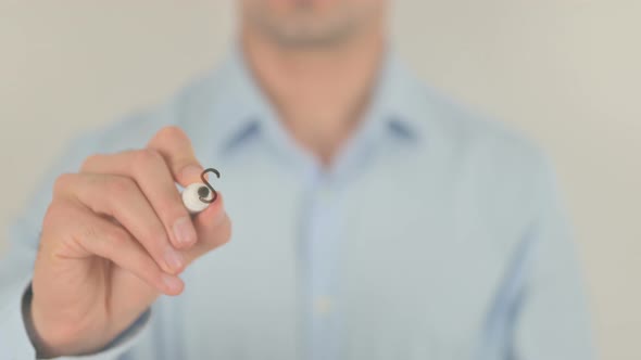Scholarship, Man Writing on Transparent Screen alt
