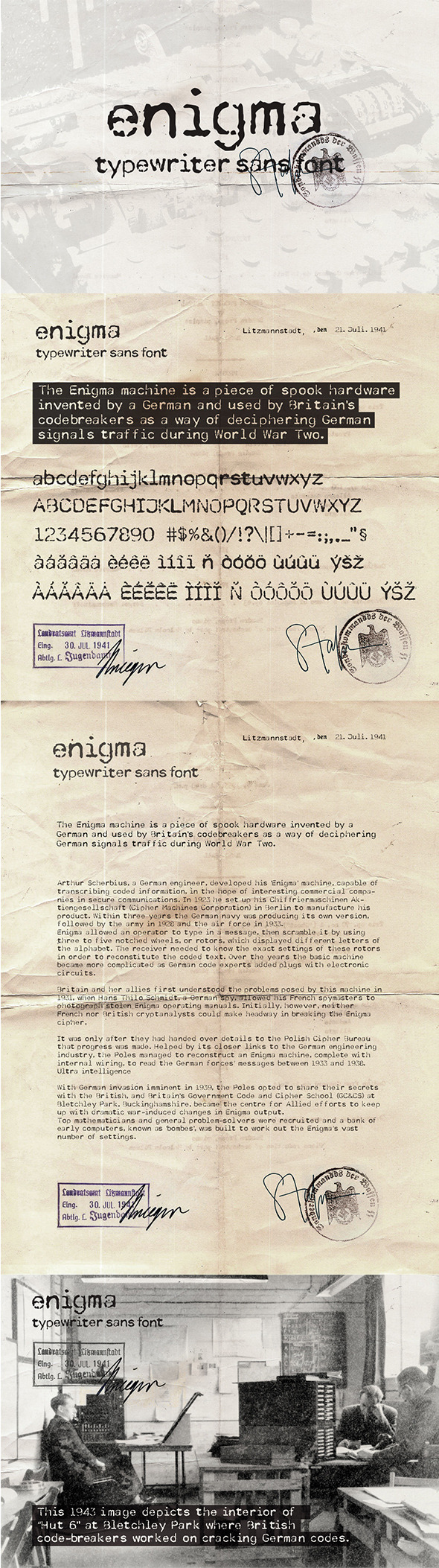 Enigma Typewriter Sans Font - Serif Fonts