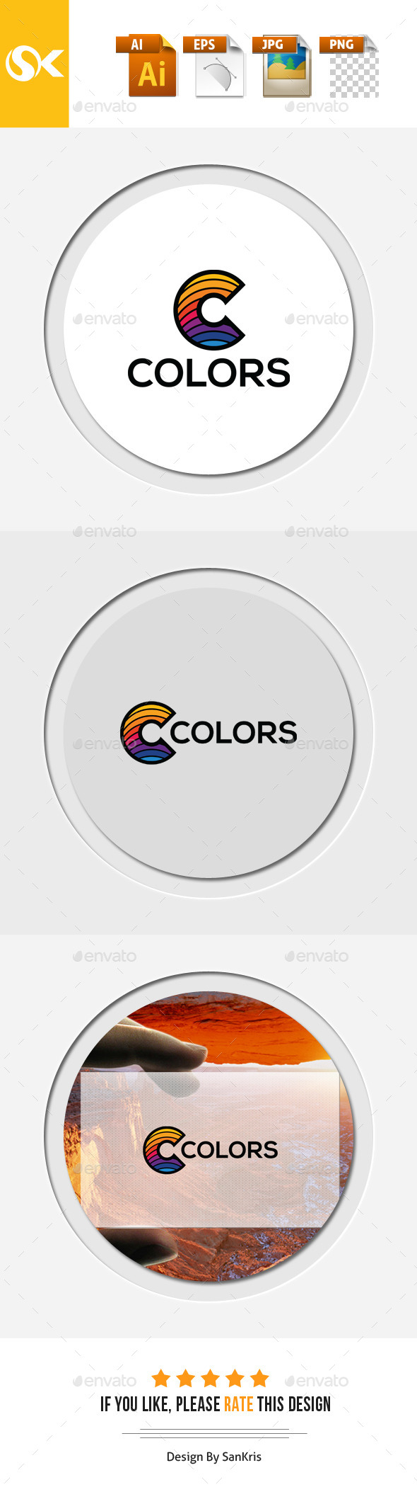 Color C letter Logo Template - Letters Logo Templates