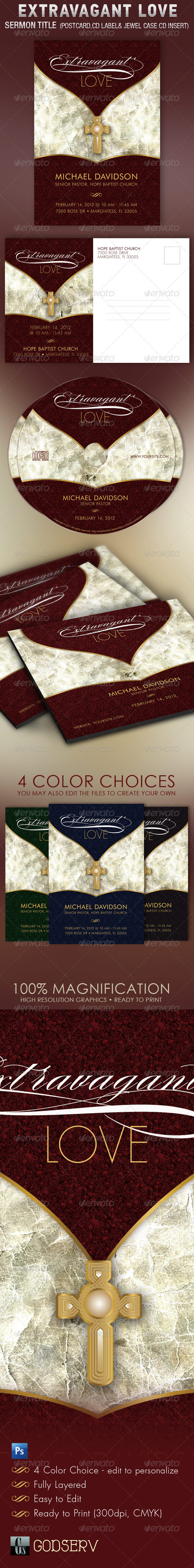 Extravagant Love Sermon Postcard CD Template - Church Flyers