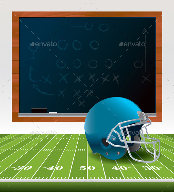Vector American Football Helmet and Chalkboard - Sports/Activity Conceptual