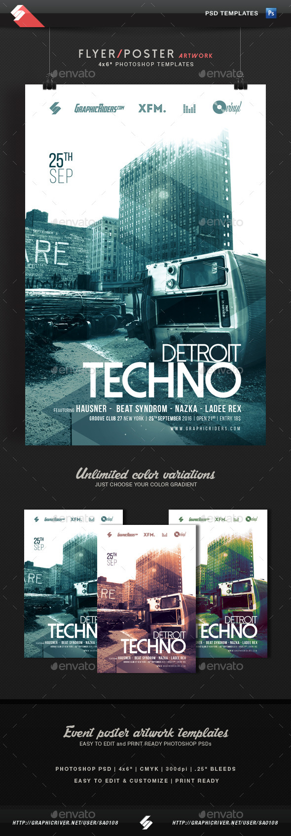 Detroit Techno - Event Flyer Template - Clubs & Parties Events