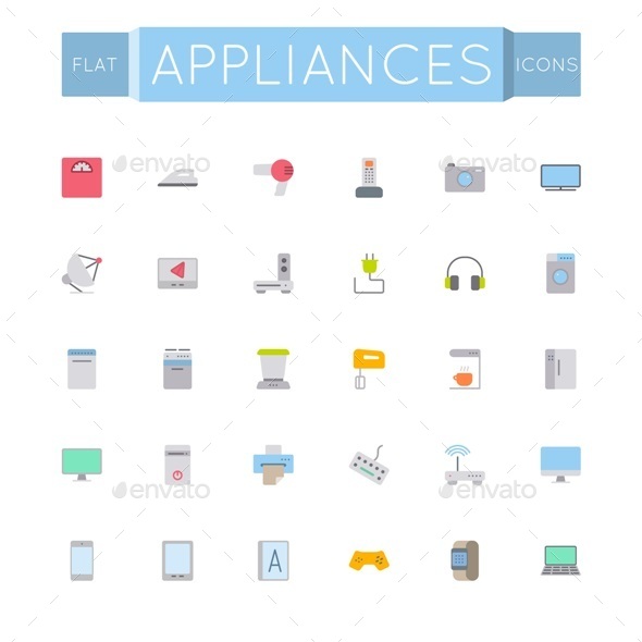 Vector Flat Appliances Icons - Technology Icons