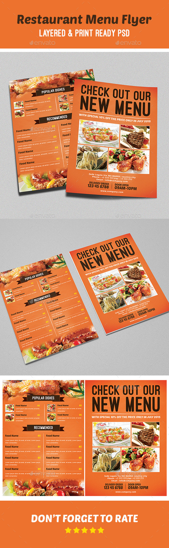 Restaurant Menu Flyer - Food Menus Print Templates
