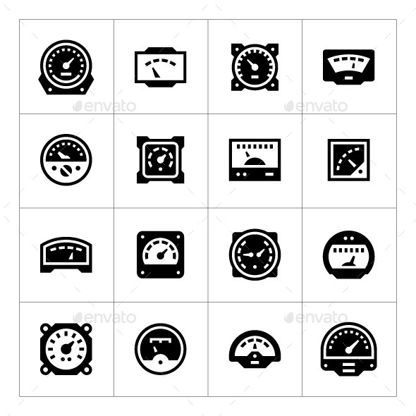 Set Icons of Meter - Man-made objects Objects