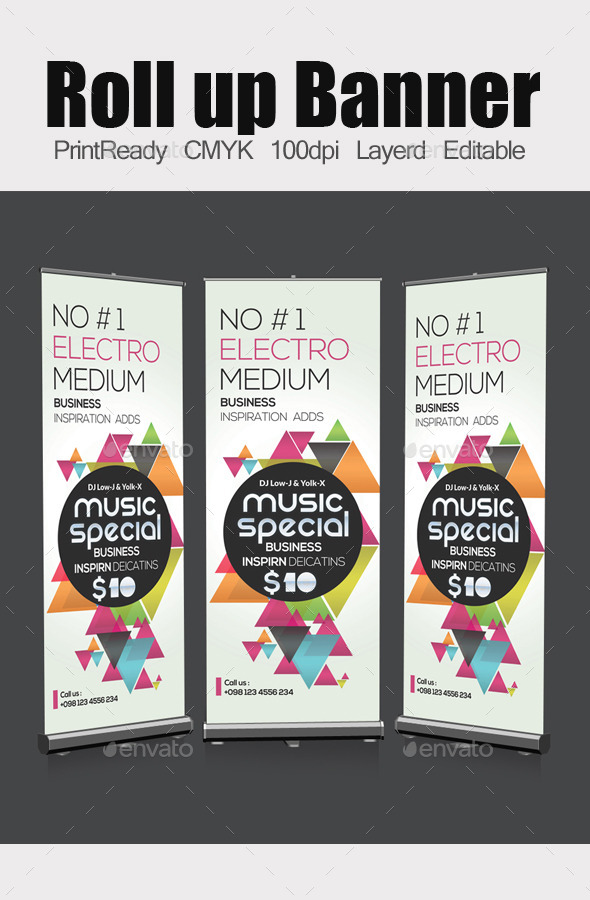 Electro Futuristic Roll Up Banners Template - Signage Print Templates