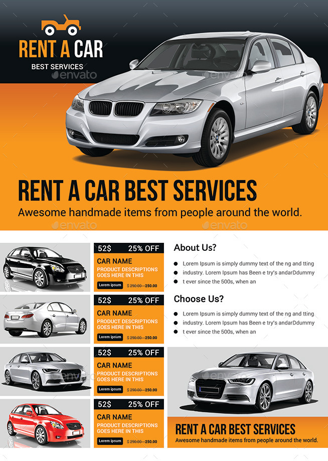 rent a car flyer bundle by afjamaal graphicriver rental car flyers
