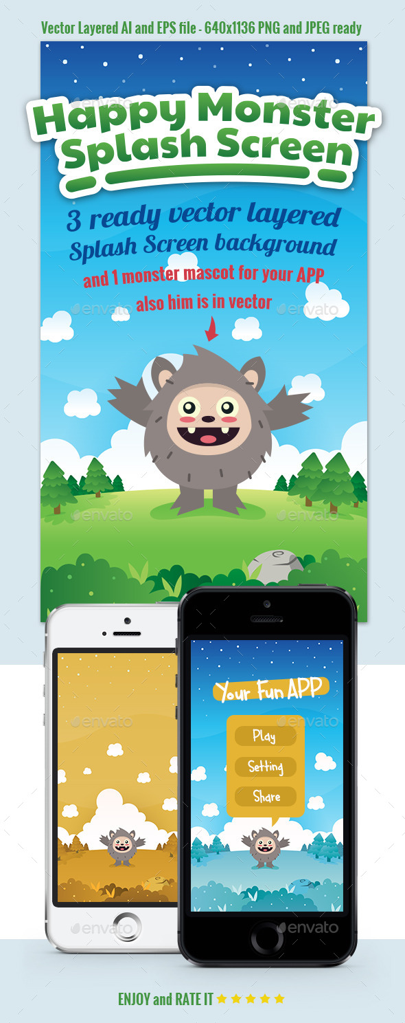 Happy Monster Splash Screen Background - Backgrounds Game Assets