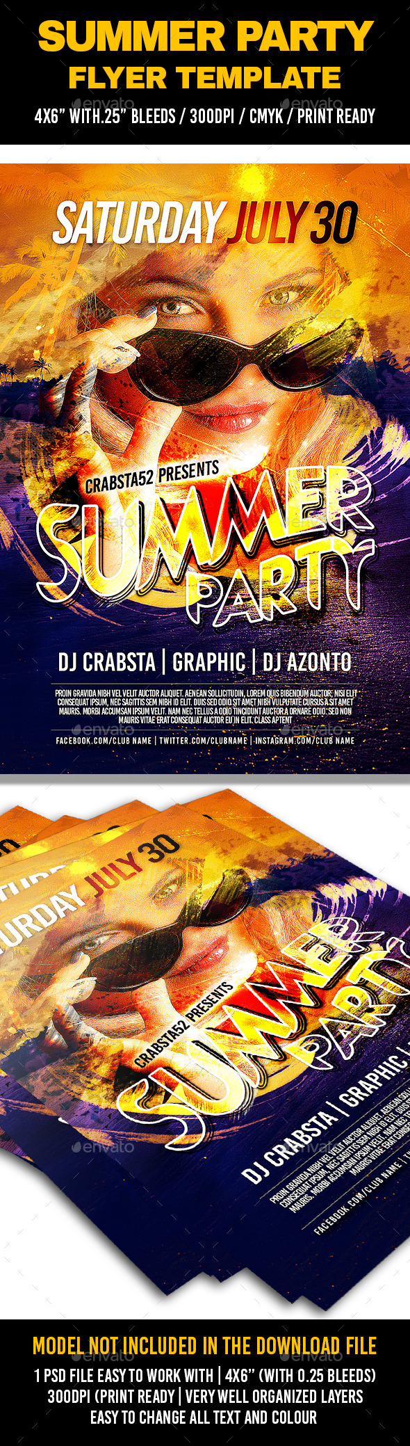 Summer Party Flyer Template - Flyers Print Templates