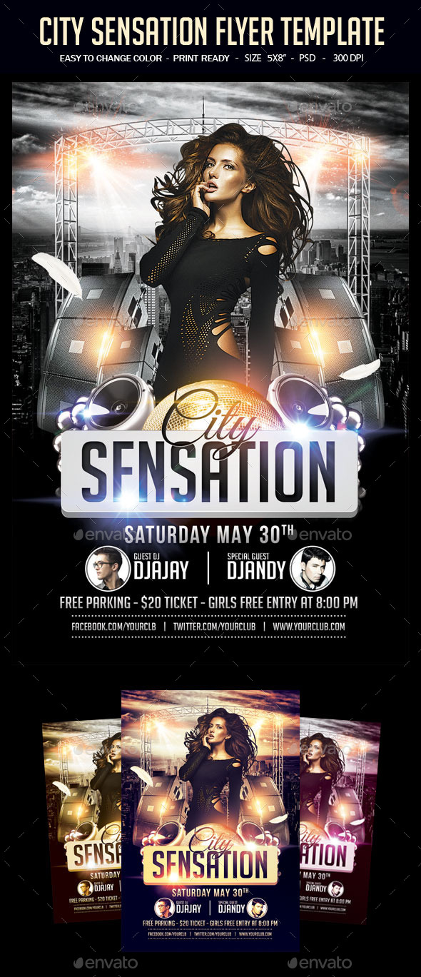 City Sensation Party Flyer Template - Clubs & Parties Events