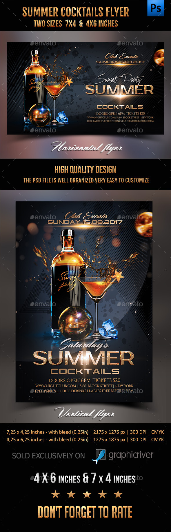 Summer Cocktails Party Flyer - Events Flyers
