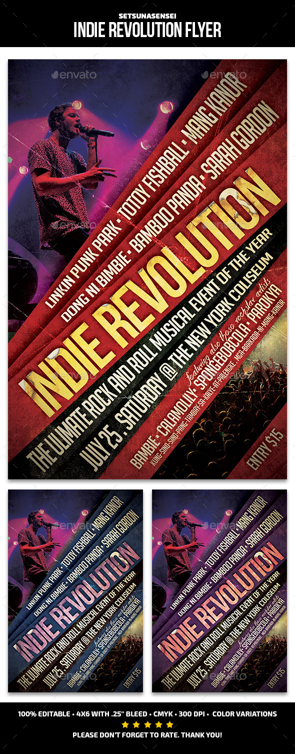 Indie Revolution Flyer - Concerts Events