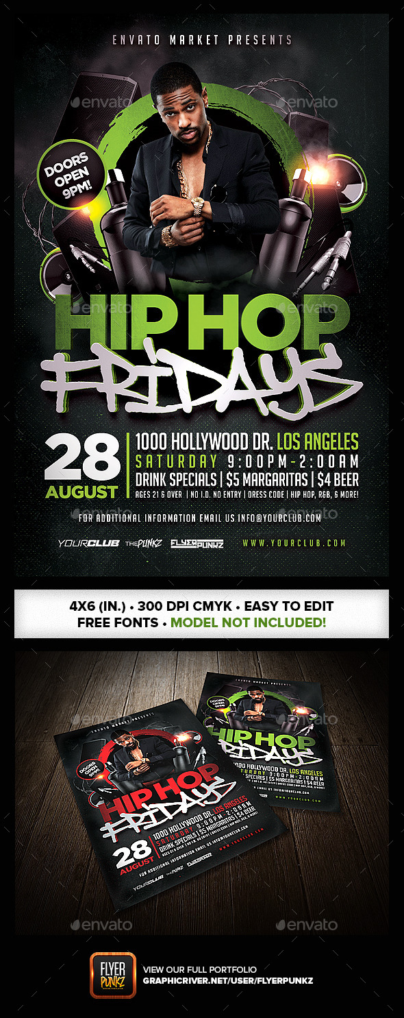 Hip Hop Fridays Flyer - Clubs & Parties Events