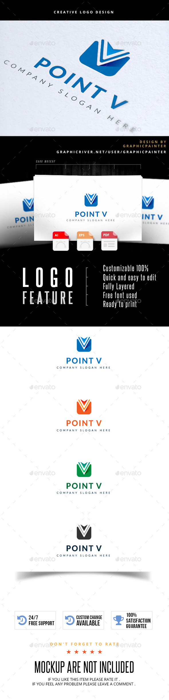 Point V - Letters Logo Templates
