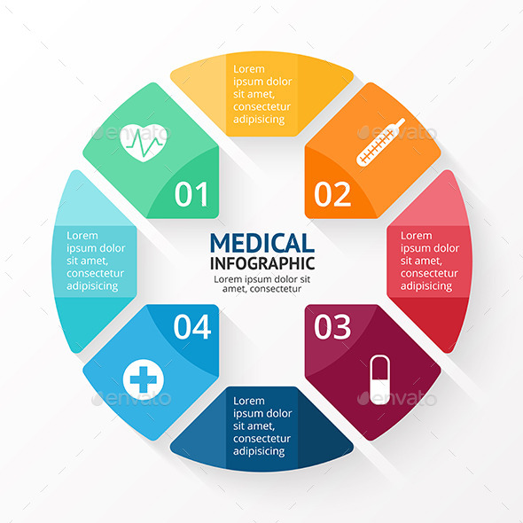 Medical circle plus sign infographic. - Infographics